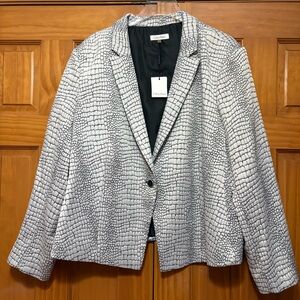 Calvin Klein Black and White Textured Blazer Size 24W NWT